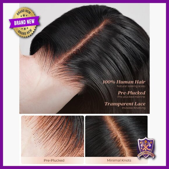 Human Hair Glueless Lace Front Wig 20 Inch Straight Adjustable Daily Wear main image 6